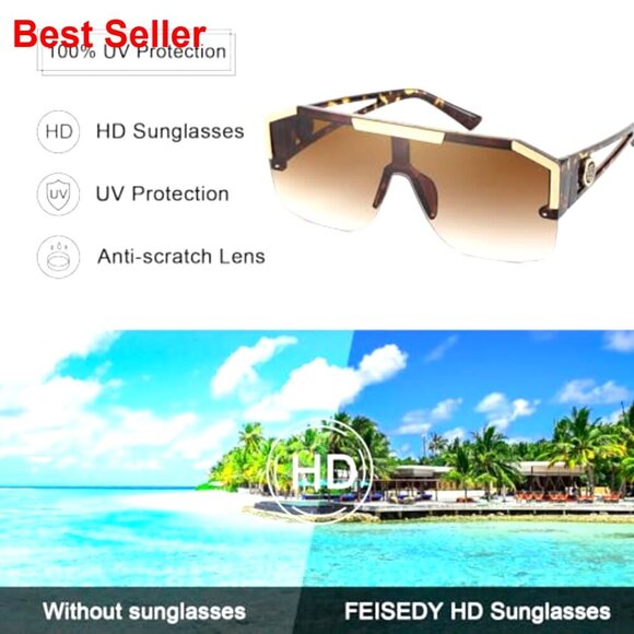 Square Oversized Shield Sunglasses with UV400 Shatterproof Lens main image 6